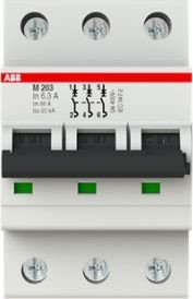 

Выключатель автоматический ABB M203-6.3 3P 6.3A Im=88A 25kA 3M 2CDA283799R0361