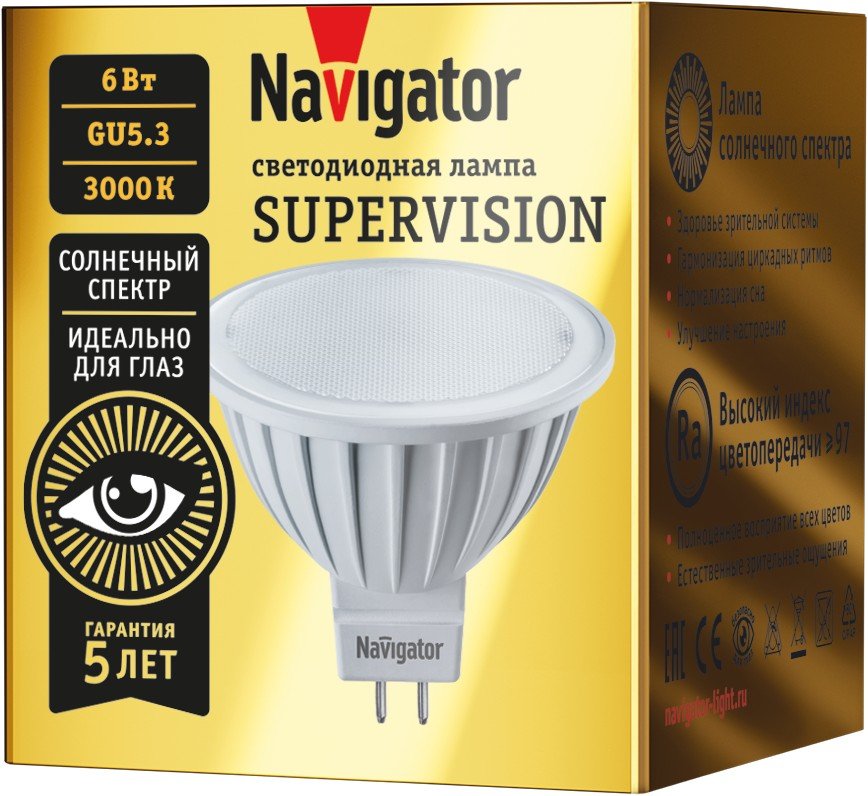 

Светодиодная лампочка Navigator 80 551 NLL-MR16-6-230-3K-GU5.3-FR-SV