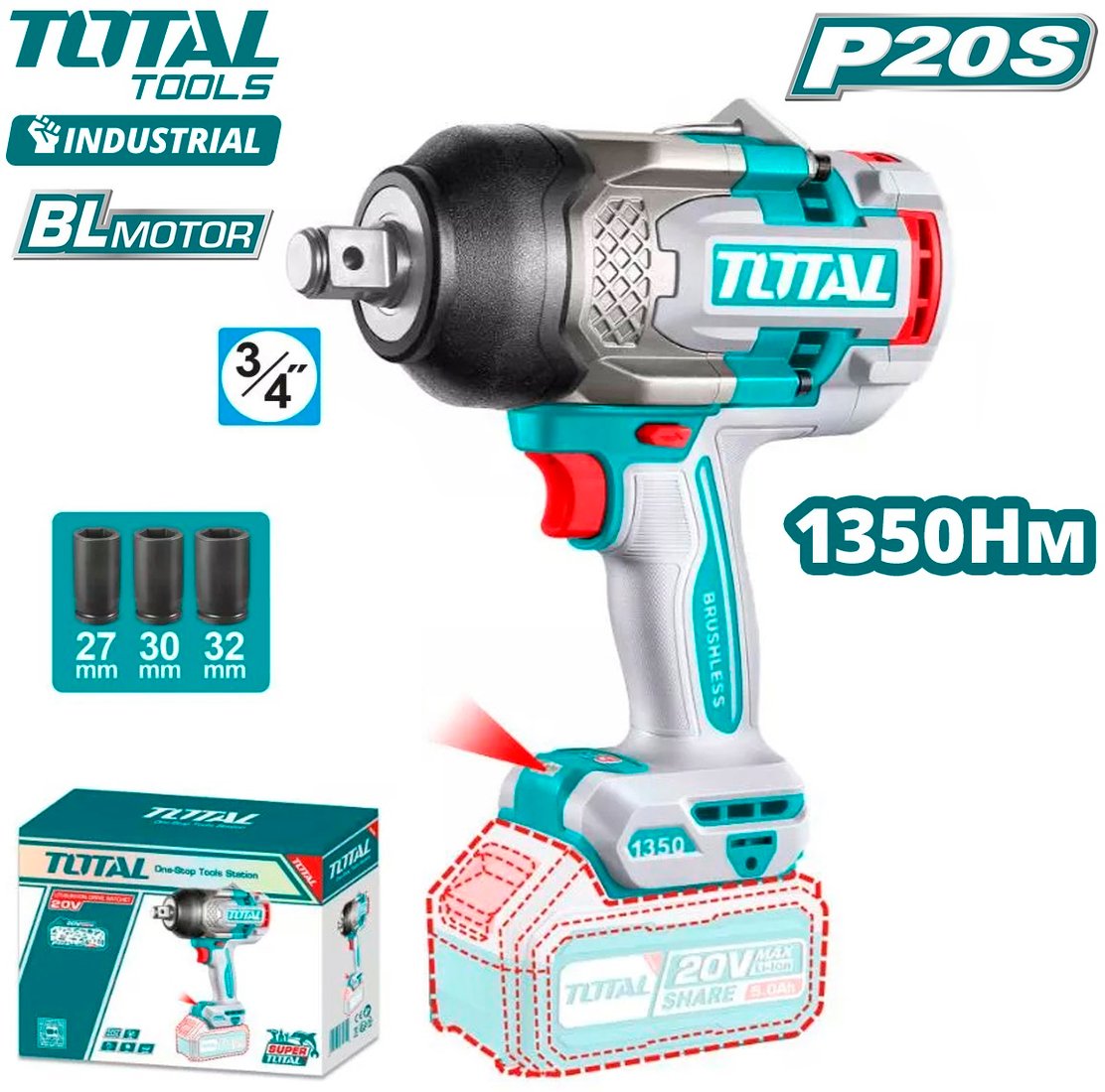 

Гайковерт Total TIWLI201351 (без АКБ)