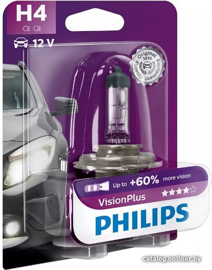 Галогенная лампа Philips H4 VisionPlus 1шт