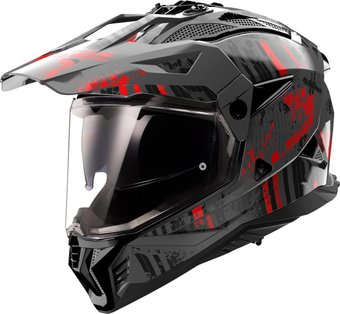 Мотошлем LS2 MX702 Pioneer 2 Crazy (S, черный/красный матовый)