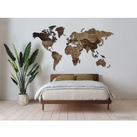 Пазл Woodary Карта мира XXL 3150 (3 уровня, venge)