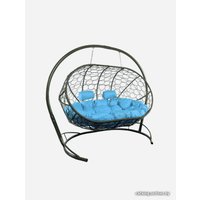 Подвесной диван M-Group Лежебока 11180303 (с серым ротангом/голубая подушка)