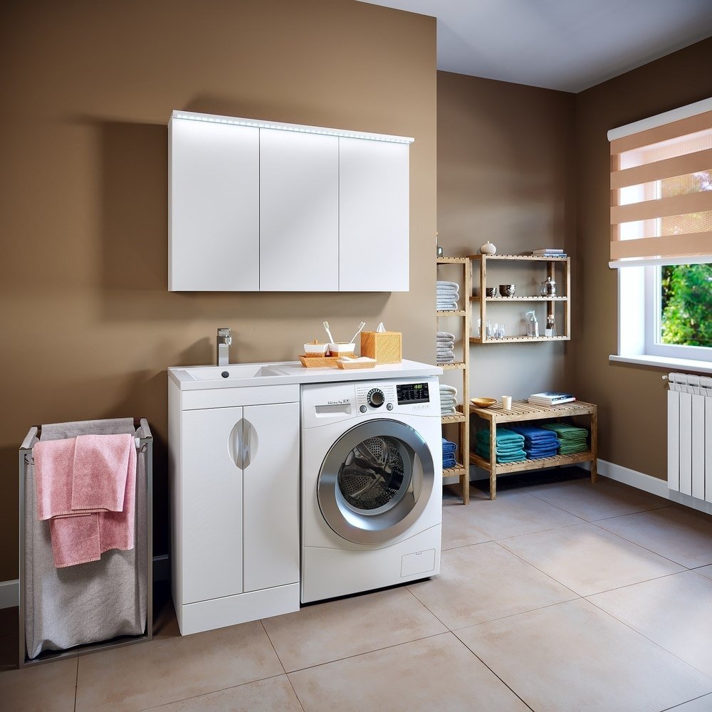 

Runo Тумба с умывальником Лира 45 + Гамма 105 лайт с правым крылом (напольная, белый)