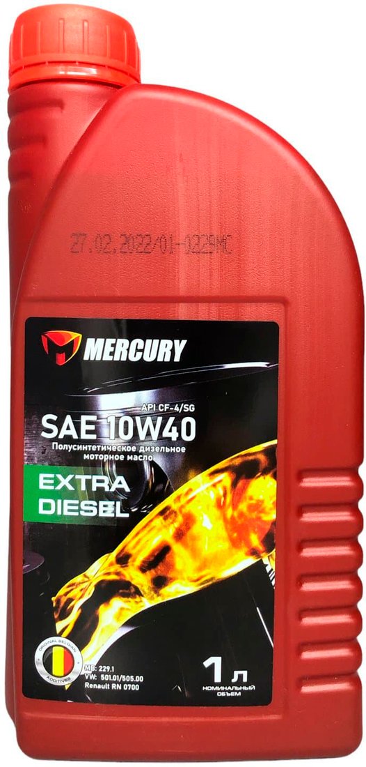 

Моторное масло Mercury SAE 10W-40 Diesel CF-4/SL 1л