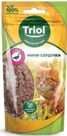 

Лакомство для кошек Triol Мини-сердечки из утки для кошек (40 г)