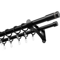 Карниз для штор Sundays Home Волна Имидж 25мм+19мм двухрядный (черный матовый, 1.6м)