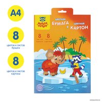 Набор цветной бумаги и картона Мульти-пульти Приключения Енота БК8-8_19463 (16 цв)
