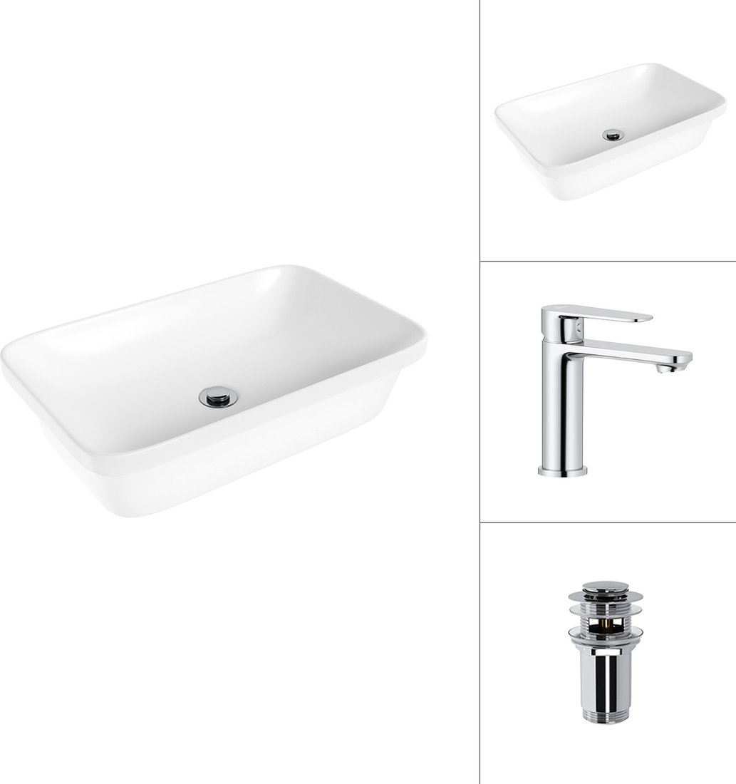 

Умывальник Lauter 21370 + Moon 21СK691C с донным клапаном 21190CH (хром)