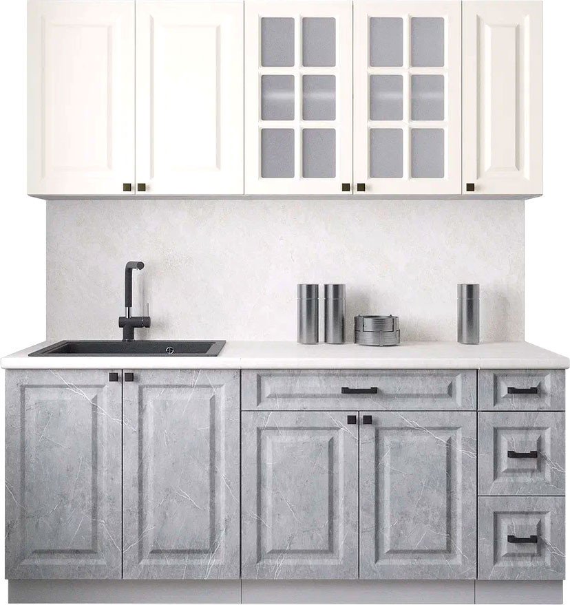 

Готовая кухня Интерлиния Мила Деко 1.9А (керамика/белый/опал светлый)