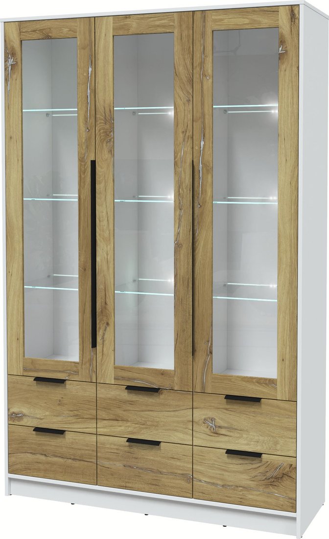 

Шкаф-витрина Интерлиния Концепт КТ-ШВ3 с подсветкой (дуб нокс/белый платинум)