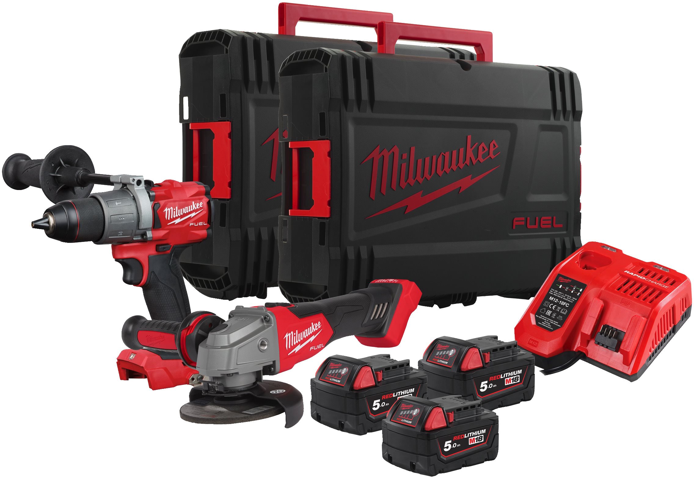 

Milwaukee M18 FPP2Y2-503X (шуруповерт, болгарка, 3 АКБ, 2 кейса)