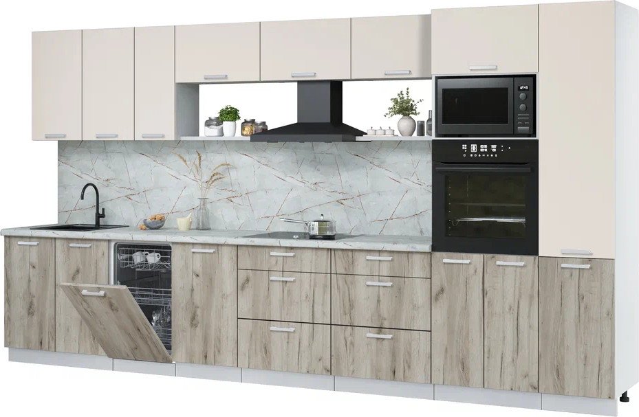 

Готовая кухня Интерлиния Мила Лайт 3.9-ПМ3 (персидский жемчуг/дуб серый/серый каспий)