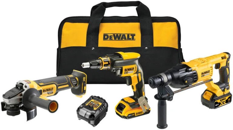 

DeWalt DCK308DM (перфоратор, шуруповерт, болгарка, 2 АКБ, сумка)