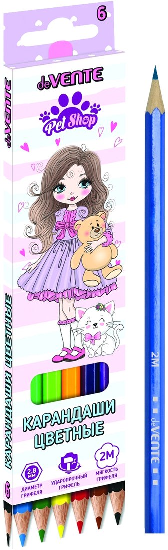 

Набор цветных карандашей deVente Pet Shop 5021211 (6 цветов)