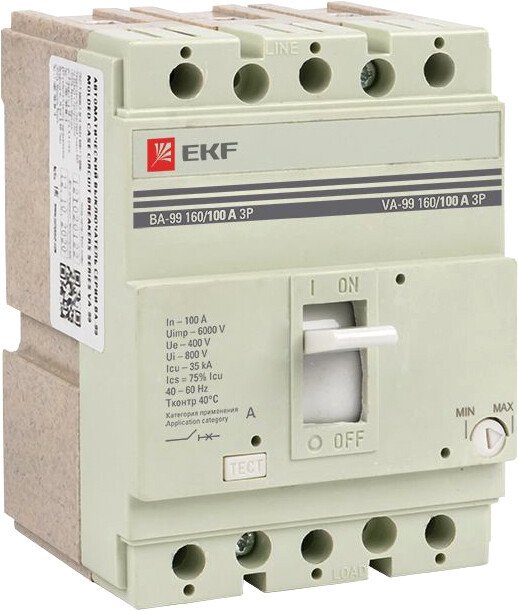 

Выключатель автоматический EKF PROxima ВА-99 160100А 3P 35кА mccb99-160-100