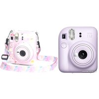 Фотоаппарат Fujifilm Instax Mini 12 (фиолетовый) + розовый чехол Sundays с ремнем