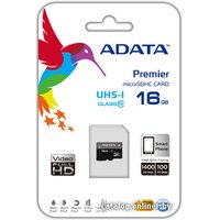 Карта памяти ADATA Premier microSDHC UHS-I (Class 10) 16GB (AUSDH16GUICL10-R)