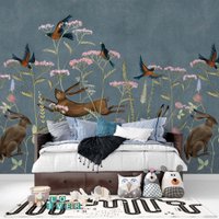 Фотообои ФабрикаФресок Зайцы в цветах Афреска 563270 (300x270)