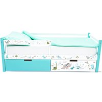 Кровать-тахта Бельмарко Svogen 1355 160x70 (мятный/белый, динозаврики)