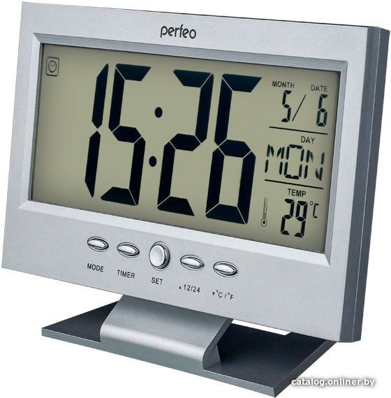 Настольные часы Perfeo Set PF-S2618 (серебристый)