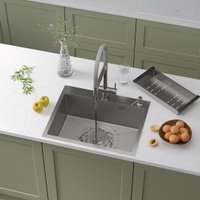 Кухонная мойка Roxen Snake 560220-60-S сатин/текстурная поверхность (с коландером и дозатором)