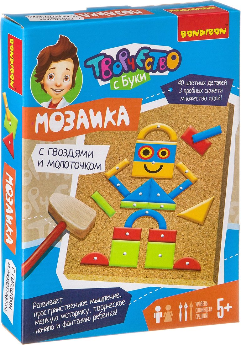 

Мозаика/пазл Bondibon Мозаика с гвоздями и молоточком Роботы ВВ3408