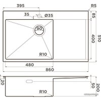 Кухонная мойка Omoikiri Akisame 86-GB-R Side (графит)