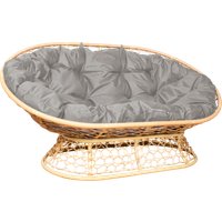 Садовый диван M-Group Мамасан 12850509 (бежевый ротанг/серая подушка)