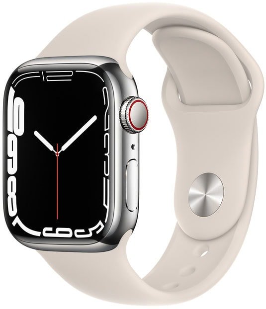 

Умные часы Apple Watch Series 7 LTE 41 мм (сталь серебристый/звездный свет)