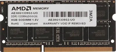 

Оперативная память AMD Radeon 8ГБ DDR3 SODIMM 1333 МГц R338G1339S2S-UO