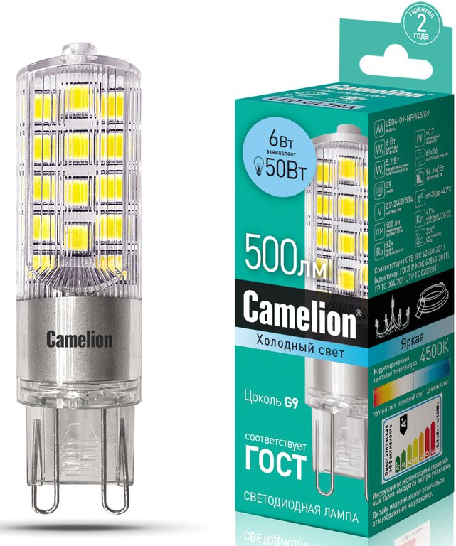 

Светодиодная лампочка Camelion LED6-G9-NF/845/G9