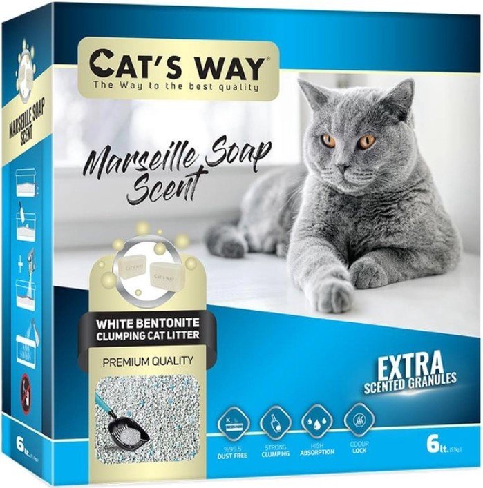 

Наполнитель для туалета Cats Way Box Marseille Soap ароматом Марсельского бриза 6 л