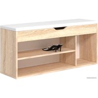 Банкетка Кимер Лаки Тип 3 (дуб сонома/кожзам белый)