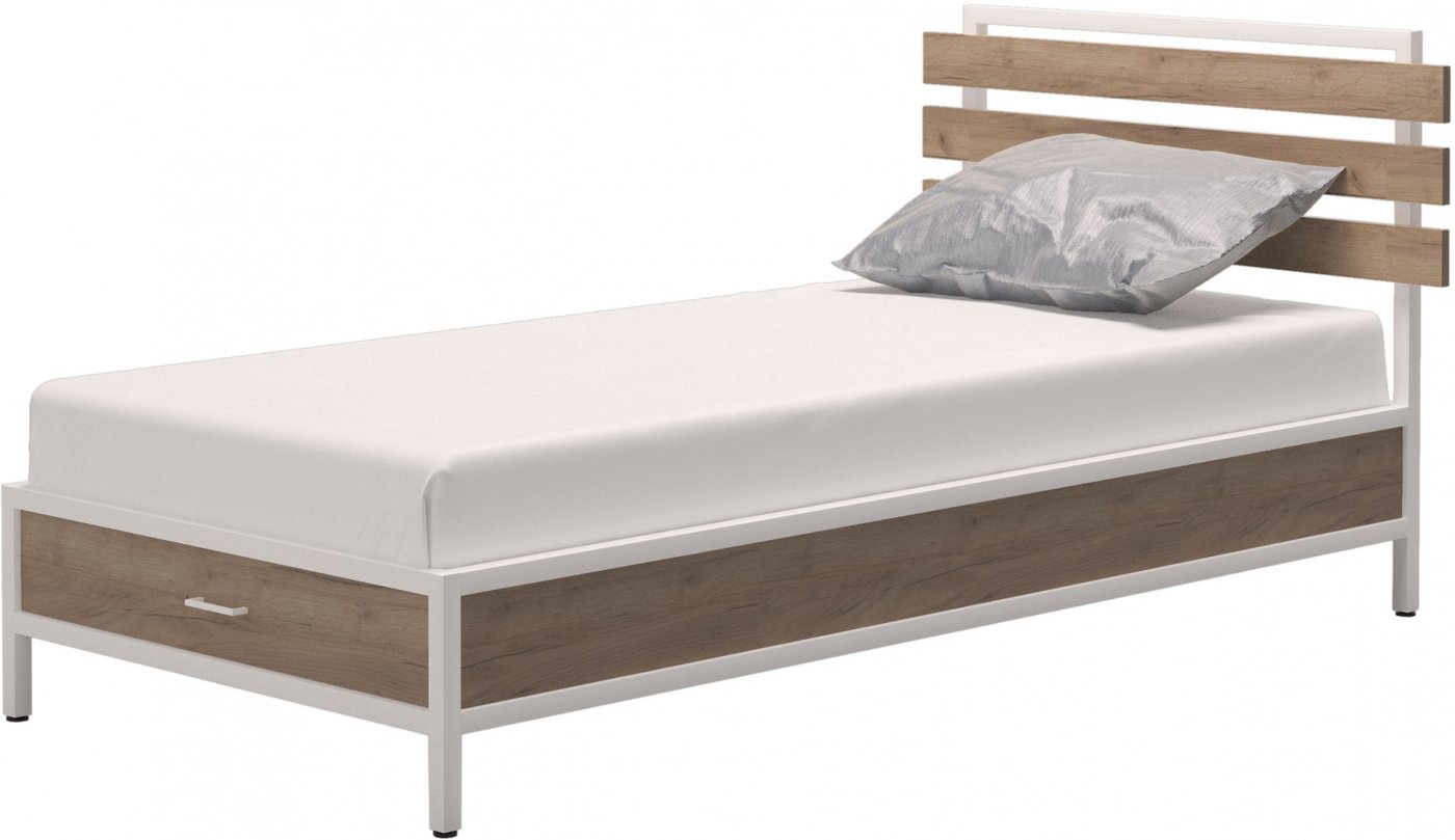 

Кровать Millwood Лофт КМ-1.1/1 Л 207x112x94 (дуб табачный Craft/металл белый)