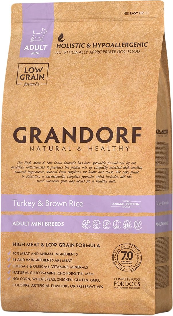 

Сухой корм для собак Grandorf Adult Mini Breeds Turkey & Brown Rice 1 кг