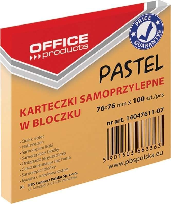 

Кубы для записей Office Products На клейкой основе 14047611-07 (оранжевый пастель)