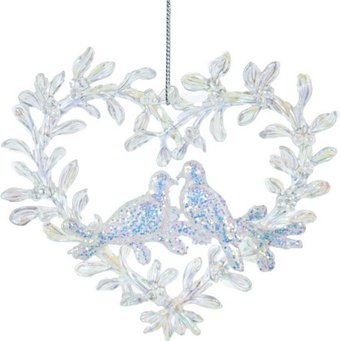 Елочная игрушка Kurt S. Adler Christmas 2025 Голуби в сердце T3753