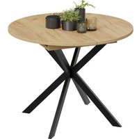 Кухонный стол Трия Мэдисон раздвижной тип 1 (черный муар/дуб крафт золотой)