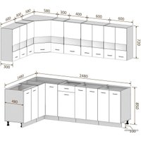 Готовая кухня Кортекс-мебель Корнелия Экстра 1.5x2.5 без столешницы (дуб сонома/венге)