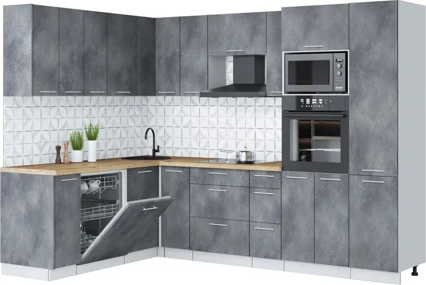 

Готовая кухня Интерлиния Мила Лайт 1.896х2.78 (бетон портленд/бетон портленд/дуб бунратти)