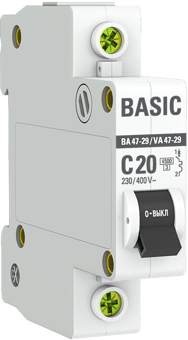 

Выключатель автоматический EKF ВА 47-29 1P 20А (C) 4.5кА mcb4729-1-20C