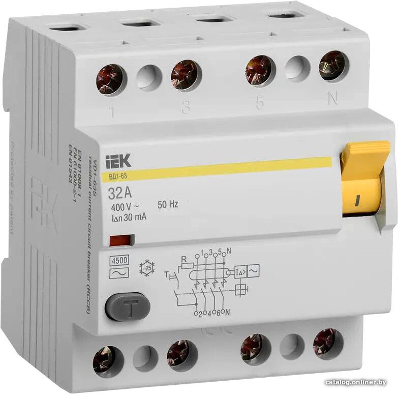 Устройство защитного отключения IEK ВД1-63 4P 32А 30mA MDV10-4-032-030