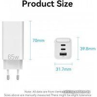 Сетевое зарядное Vention FEDW0-EU