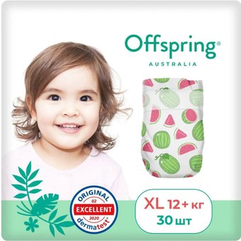 Подгузники Offspring XL 12+ кг Арбузы OF01XL30WML (30 шт)