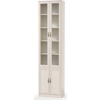 Шкаф-витрина Олмеко В-18 М со стеклом (вудлайн кремовый/белый/Masa Decor аруша венге/Masa Decor аруша венге)
