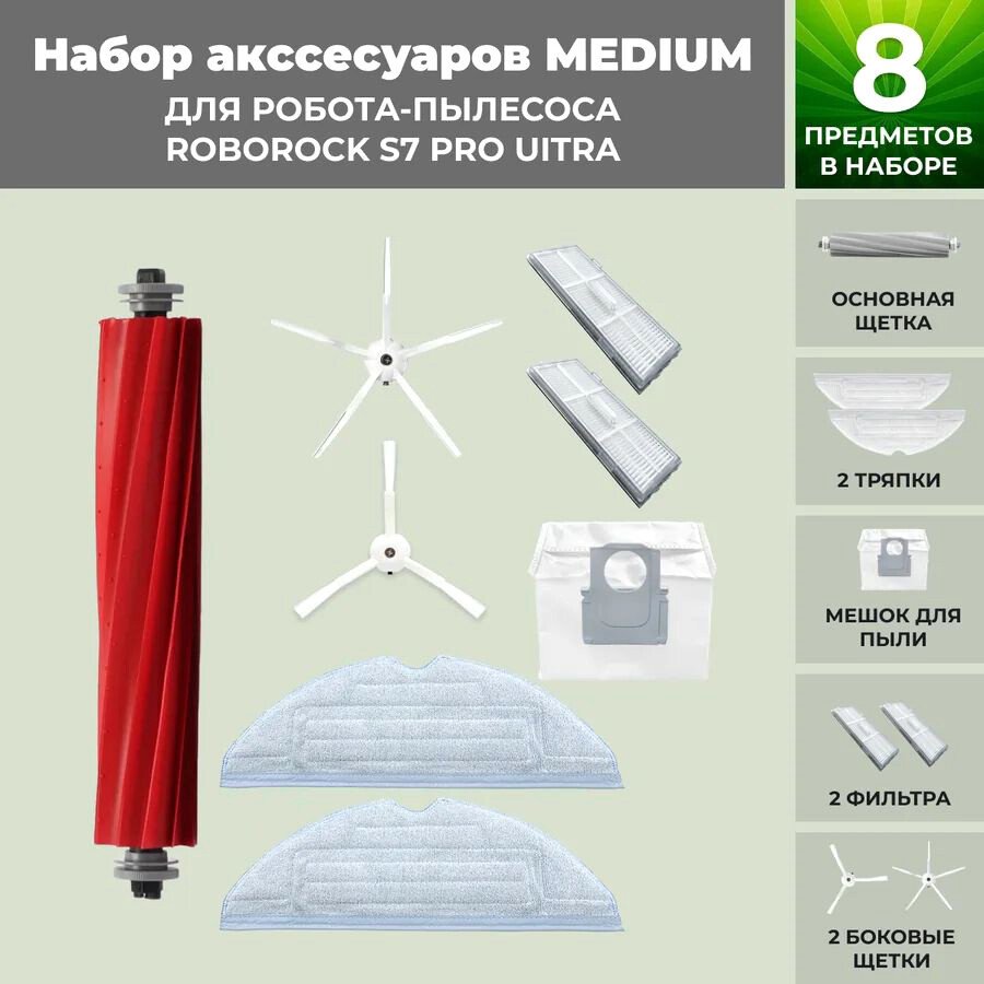 

Набор аксессуаров USBTOP для Roborock S7 Pro UItra (белые боковые щетки) 558459