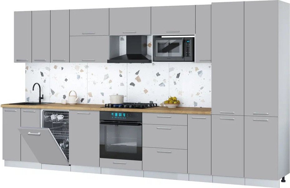 

Готовая кухня Интерлиния Мила Gloss 3.8-ПМ4 (грей/грей/дуб бунратти)