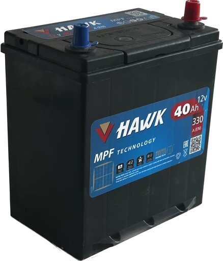

Автомобильный аккумулятор Hawk Asia 40 JR+ HSMF-42B19FL