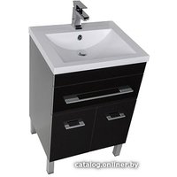 Aquanet Тумба с умывальником Верона 58 (черный, напольная, 1 ящик,2 дв.)